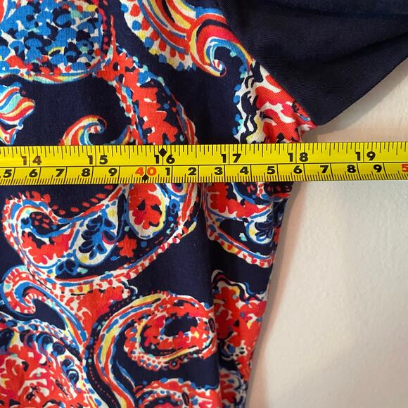 Lilly Pulitzer Navy Blue Paisley Colorful Long Sleeve Shirt Women's size Medium - Picture 7 of 10